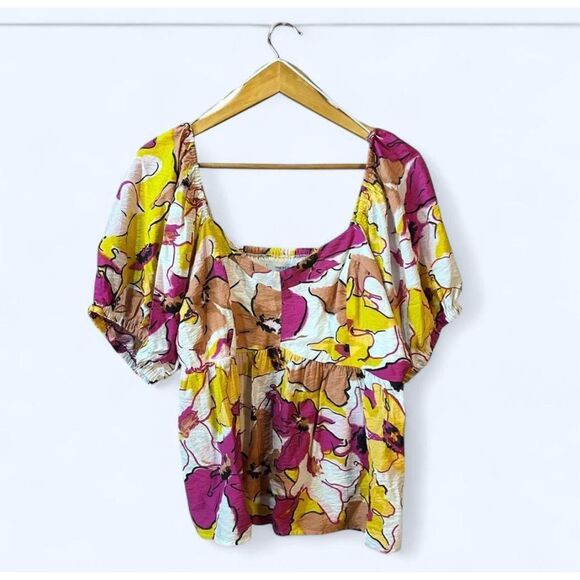 Nine West XXL Babydoll Colorful Short Sleeve Blouse New - Picture 1 of 4